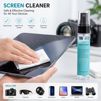 Nettoyant Écologique Doux pour Écrans 100mL pour Objectifs d'Appareil Photo, Lunettes Intelligentes, Moniteurs, Smartphones – Kit de Nettoyage avec Chiffon Inclus