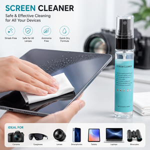 Spray Nettoyant Écran Doux 100 ml <span class=keywords><strong>pour</strong></span> Objectif d'Appareil Photo, Lunettes Intelligentes, Moniteur, Smartphone – <span class=keywords><strong>Kit</strong></span> de <span class=keywords><strong>Nettoyage</strong></span> avec Chiffon Inclus - Product Image 2