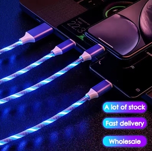 Nouveau Câble de Recharge USB 3 en 1, LED Lumineux à Flux Rapide, pour Téléphone Portable, USB Type-C et Micro USB - Product Image 2