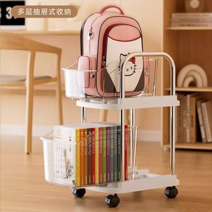 Portable Backpack Organizer 2 Tier With Casters For Kids Books Storage Rack Stationery Holder Rectangle Standing Type - Product Image 3