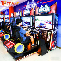 Machine de jeu vidéo de compétition commerciale 55 pouces avec siège dynamique de course, pour 1 à 2 joueurs, construction en métal et plastique, mouvements dynamiques