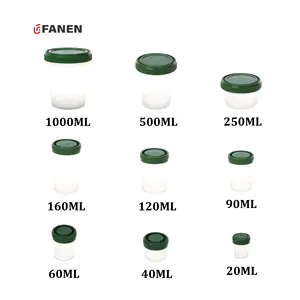 Fanen Lab ถ้วยฟอร์มาลินแบบใช้แล้วทิ้งแบบใช้แล้วทิ้ง 90ml/120ml/160ml/250ml ถ้วยตัวอย่าง PP