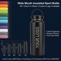 Bouteille d'eau isotherme OEM 32 oz avec logo personnalisé, en acier inoxydable à double paroi, gourde sport pour le voyage