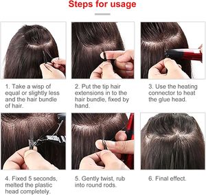 Kit professionnel d'outils de lissage pour extensions de cheveux <span class=keywords><strong>à</strong></span> la kératine avec fer <span class=keywords><strong>à</strong></span> température réglable pour la fusion de la colle, pointes C/U/I/plates - Product Image 6