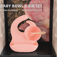 Ensemble d'alimentation pour bébé pliable en silicone avec bol, bavoir, cuillère, fourchette et design sud-ouest, sans BPA, compatible lave-vaisselle, écologique