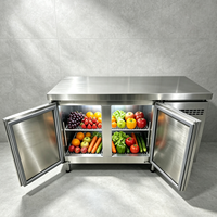 Table de préparation commerciale en acier inoxydable avec réfrigérateur et congélateur, capacité 500L, efficacité énergétique A+++, prête à être expédiée pour les hôtels