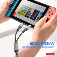 Cable Earldom PD30W+60W 2 en 1 USB C a USB C con Carga Rápida PD para iPhone 15 Pro, Galaxy S24, Laptop, Cable de Carga USB Tipo C