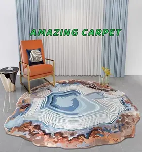 Tapete de lã moderno antiderrapante, tapete de lã estampado personalizado para sala de estar