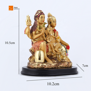 Piccole statue personalizzate in resina di alta qualità degli dei indù Shiva Parati Ganesha placcate in oro dipinte a mano ispirate al modello Idol India - Product Image 2
