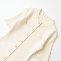 Robe Courte Décontractée ZATRHMBM pour Femme, Nouvelle Collection Printemps/Automne 2026, Tricotée avec Boutons, Style Vintage à Manches Courtes