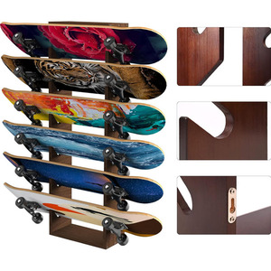 Support de <span class=keywords><strong>rangement</strong></span> pour planche à roulettes à 6 niveaux, support <span class=keywords><strong>mural</strong></span> en bois, support pour planche à roulettes, organisateur de planche à roulettes - Product Image 6