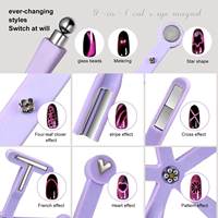 Kit Magnet Kuku Mata Kucing Profesional 9-in-1, Magnet Padat Multi Pola untuk Seni Kuku, Alat Magnet Mata Kucing untuk Salon