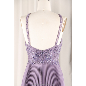 QUEENS GOWN 现代风格装饰性前镂空紫色百褶挂脖长裙 A 字形柔软薄纱内置文胸青少年舞会礼服 - Product Image 6