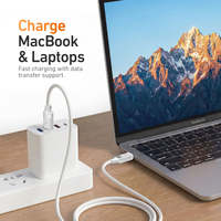 Kabel Data Pengisian Cepat USB C ke Type-C 60W Grosir, Kabel Charger Ponsel Silikon Lembut Berlapis Nilon untuk iPhone iPad