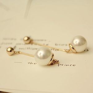 Aretes Colgantes de Perlas con Encanto a la Moda para Mujer Cadena Larga Bañados en Oro Joyería de Uso Diario - Product Image 2