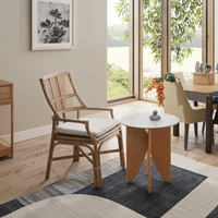 Chaise de salle à manger en rotin naturel avec dossier et accoudoirs, design moderne et épuré, style Silent Wind, pour la maison et l'hôtellerie, vente en gros