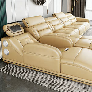 모던 마사지 가죽 모듈형 리클라이닝 섹셔널 소파 세트 (빌라 거실 가구용 소파베드 포함) - Product Image 2