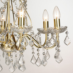 Lustre suspendu moderne classique en acrylique de luxe, luminaire décoratif pour salon, chambre à coucher, mariage, avec pampilles dorées et cristaux - Product Image 5