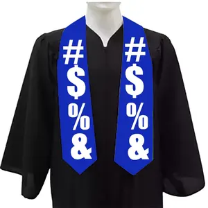 fast custom made single color royal blue sash white letter any logo graduate stole