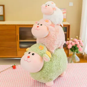 Hülle Karikaturen Bauernhof-Tiere Schafe Weiches Spielzeug Heimdekor Schlafkinder weiß grün rosa Plüsch Schafe gefüllte Tierspielzeuge