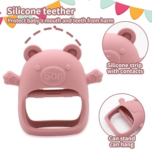 Mordedor de silicona de grado alimenticio para bebés, bonitos guantes de oso de goma, juguete anticomida ligero, palo de molienda calmante para manos para <span class=keywords><strong>Amazon</strong></span> exclusivo - Product Image 4