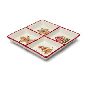 Piatto di Servizio in Ceramica Excelsa 20x20 Cm, Design Multicolore a Forma di Pan di Zenzero, Stoviglie per Feste - Product Image 1