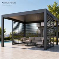 Système d'ombrage de pergola extérieure en aluminium sur mesure pour projets de jardins, patios, villas, hôtels et restaurants