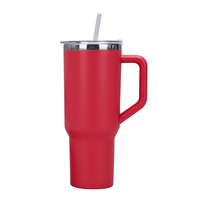 Bouteille d'eau isotherme double paroi 40oz personnalisée avec couvercle et paille, intérieur en acier inoxydable, extérieur en plastique