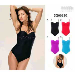 Maillot de bain une pièce HDJ, col en V profond, effet ventre plat, motif floral 3D, taille haute, tailles S M L XL, couleurs A B C D E - Product Image 1