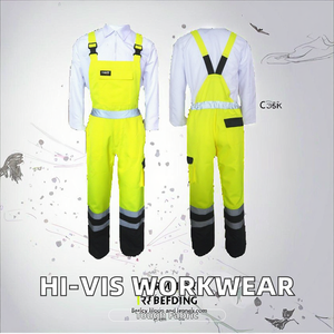 Vêtements de sécurité réfléchissants certifiés CE/UE, unisexe, imperméables, respirants, en coton enduit PU, salopette Ripstop avec bretelles contrastantes - Product Image 2