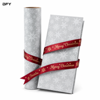 Papier d'emballage de Noël personnalisé, impression numérique brillante, feuilles de papier cadeau lisses avec ruban, vente en gros