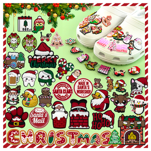 2025 Adornos de PVC personalizados para zapatos infantiles con diseños de dibujos animados de Navidad, incluyendo árbol de Navidad, Papá Noel y accesorios para zapatos, venta al por mayor - Product Image 1