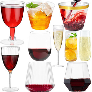 Verres à vin sans pied <span class=keywords><strong>en</strong></span> <span class=keywords><strong>plastique</strong></span> transparent de 9oz jetables avec bord doré pour le grillage du mimosa des flûtes à <span class=keywords><strong>champagne</strong></span> - Product Image 2