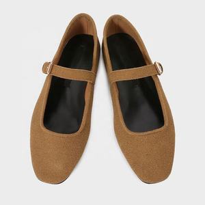 Otoño Nuevos zapatos <span class=keywords><strong>de</strong></span> mujer Marrón oscuro Amarillo Estilo <span class=keywords><strong>de</strong></span> <span class=keywords><strong>ballet</strong></span> retro Correa <span class=keywords><strong>de</strong></span> un botón Zapato único - Product Image 3