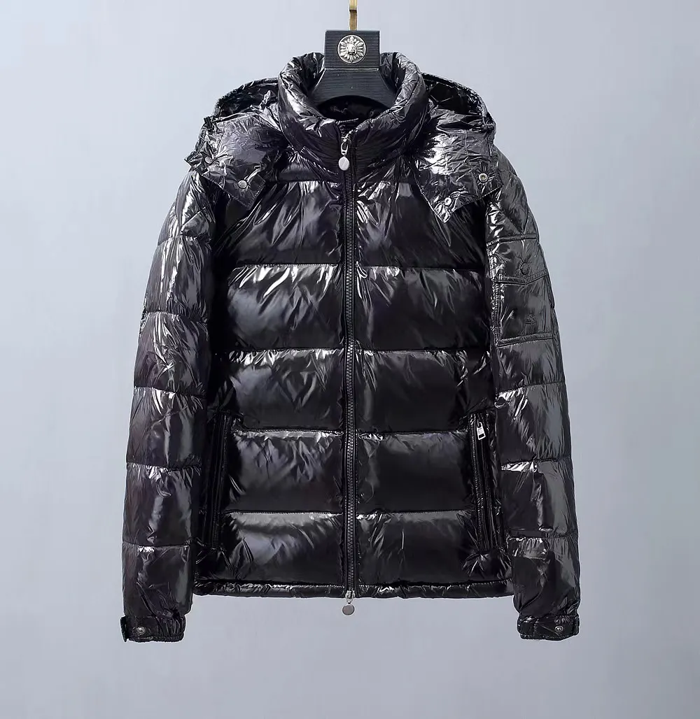 custom luxury winter solid short waterproof duck goose shiny men's down puffer 700 hood jacket coat for men down jacket