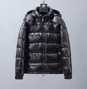 Custom Luxury Winter Solid Short Waterproof Duck Goose Shiny Men's Down Puffer 700 Hood Jacket Coat For Men Down Jacket