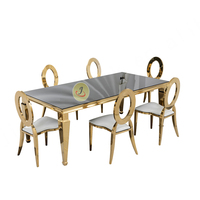 Eleganter Moderner Goldspiegel-Glastisch aus Edelstahl mit Rechteckiger Form und Acrylbeinen für Hochzeiten, Hotels und Veranstaltungen im Freien