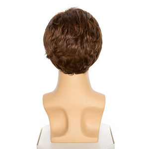 Peluca <span class=keywords><strong>para</strong></span> Hombre Joven, Corta, Negra con Mechas Marrón Oscuro, con Raya Lateral Natural, Resistente al Calor, Cabello Sintético, Peluca Completa <span class=keywords><strong>para</strong></span> Uso Diario, Precio al por Mayor - Product Image 5
