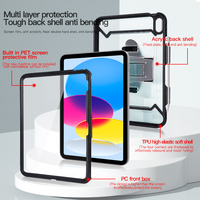 Étui robuste haut de gamme 2022 pour tablette iPad 10e génération 10,9 pouces en cuir PU + PC + ABS, protection intégrale, support, porte-stylet, dragonne