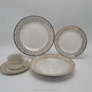 Factory supply wedding kitchen accessories dinnerware 20pcs crockery glazed royal cookware sets porcelain dinner set
