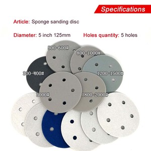 Disque de ponçage en mousse de 5 pouces à 5 trous avec fixation auto-agrippante, abrasif, pour ponçage humide et sec, idéal pour le métal, le bois et le polissage de meubles - Product Image 3