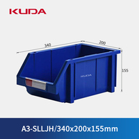 Boîte à pièces en plastique KUDA A3, épaissie, à ouverture oblique, type combiné, boîte de rangement pour matériel, 340x200x155mm