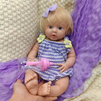 Exquisite Blonde Haarlose Silikon-Reborn-Babypuppen 17 Zoll mit offenem Mund Interaktive Anatomisch Korrekte Puppen-Spielzeuge