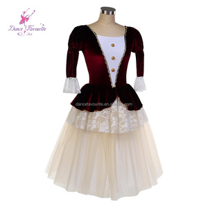 Top de Terciopelo Borgoña 26177 con Tutú de Tul <span class=keywords><strong>Beige</strong></span>, Traje de Ballet Romántico, Tutú de Danza - Product Image 3