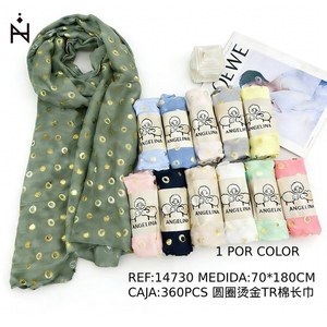 Sciarpa Lunga in Cotone Angelina TR 70x180cm con Stampa Cerchi Dorati, Accessorio di Moda - Product Image 3