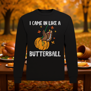 Camiseta de manga larga con estampado de Acción de Gracias, estilo Came In Like A Butterball - Product Image 3