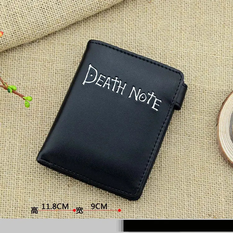Basit tarzı siyah korku filmleri Anime Death Note Cosplay deri cüzdan kart tutucu