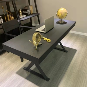 Foshan Minimalist Solid Wood Smoked Veneer <strong>Desk</strong> Metal Base Computer <strong>Desk</strong> with <strong>Space</strong> <strong>Saving</strong> Storage, Suitable for Home Office Use - Product Image 4