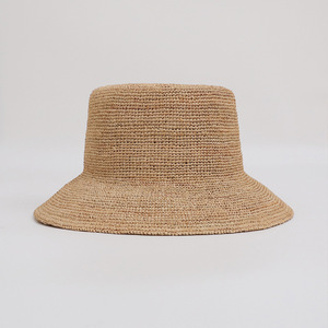 手工编织透气渔夫帽女式大头拉菲草宽檐可折叠夏季沙滩防晒 - Product Image 1