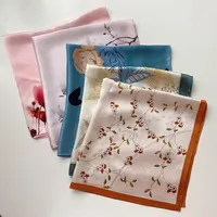 Lenço quadrado luxuoso estampado feminino, lenço para mulheres de seda pura personalizado, vintage, luxuoso, estampa floral, acessórios para pescoço, 2021